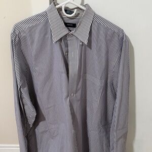 IZOD Men's Striped Dress Shirt - Black and White